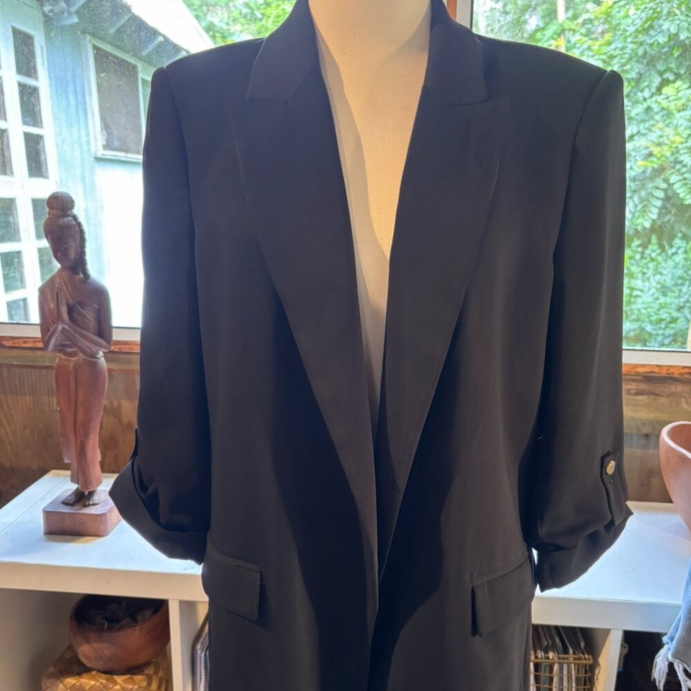 Zara Classic Black Blazer Jacket With rolled  tab Sleeve